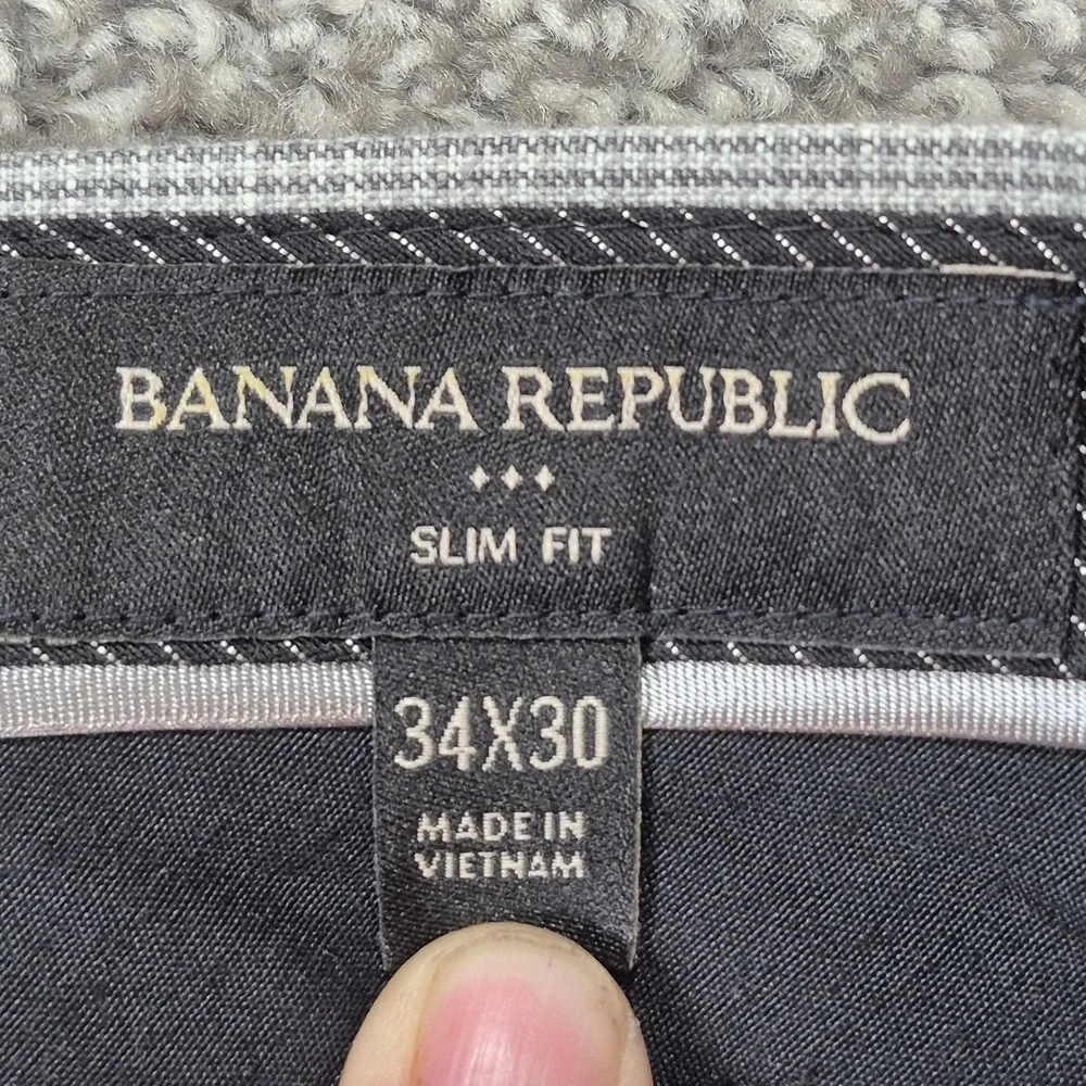 NWT Banana Republic Dress Pants Mens 34x30 Gray Linen Cotton Blend Slim Fit